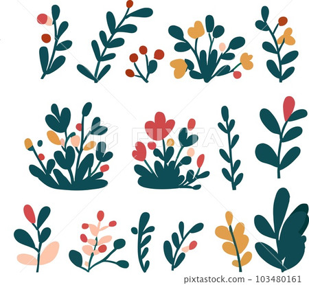 Extraordinary flat shrub forest frame floral vector 103480161