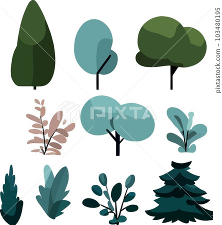 Incredible flat shrub forest frame floral vector Incredible flat shrub forest frame floral vector 103480195