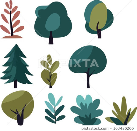 Great flat shrub forest frame floral vector 103480200