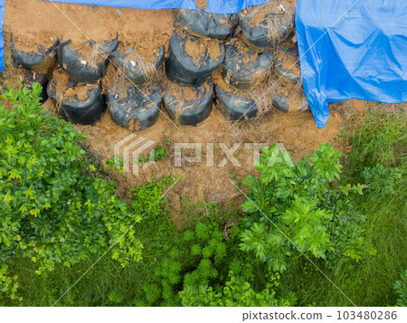 Landslide drone shot 103480286