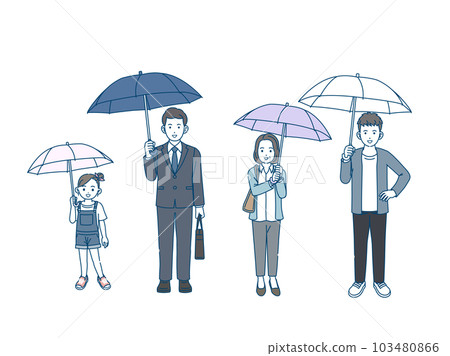 Illustration of people holding umbrellas Illustration of people holding umbrellas 103480866