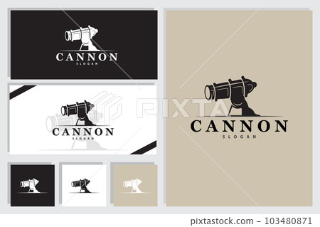 Cannon Logo, Elegant Simple Design Retro Vintage Style, War Artillery Vector, Illustration Symbol Icon 103480871