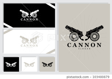 Cannon Logo, Elegant Simple Design Retro Vintage Style, War Artillery Vector, Illustration Symbol Icon Cannon Logo, Elegant Simple Design Retro Vintage Style, War Artillery Vector, Illustration Symbol Icon 103480879
