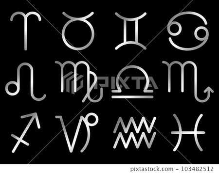 Set of 12 constellation icons silver 103482512