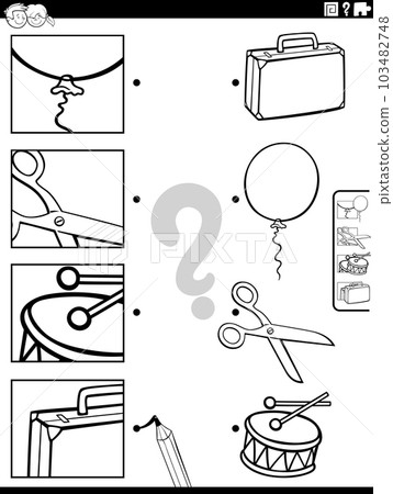 match cartoon objects and clippings activity coloring page match cartoon objects and clippings activity coloring page 103482748
