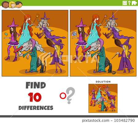 differences activity with cartoon witches fantasy characters differences activity with cartoon witches fantasy characters 103482790