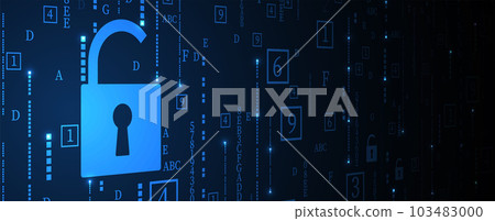 internet digital security technology concept for business background. Lock on circuit board 103483000