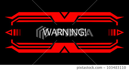 Hud danger alert. Attention vector red interface sign, warning or caution UI. Tech or digital cyber frame. System failure or danger zone 103483110