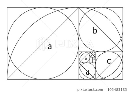 Golden ratio proportions, composition balance. Vector set of