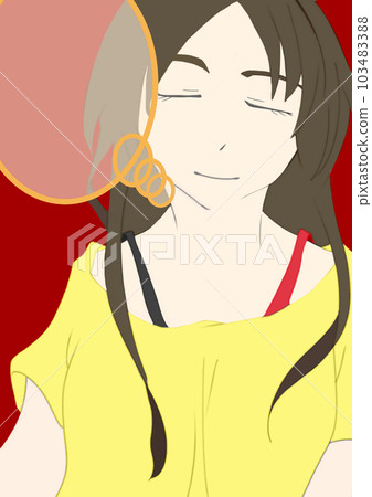 Thinking girl illustration material 103483388