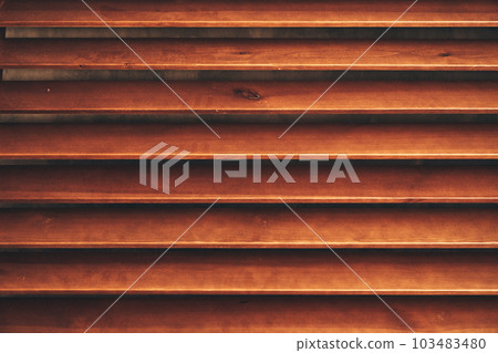Wooden blinds close-up. Wooden slats backstage, with space for copying. High quality photo Wooden blinds close-up. Wooden slats backstage, with space for copying. High quality photo 103483480