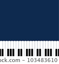 Fun simple Music concept background with piano keys. Vector illustration on isolated background. Horizontal Music poster template, flyer, banner, card. Piano day, keyboard and keys. 103483610