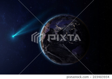 Comet flying near Earth. Comet flying near Earth. 103483934