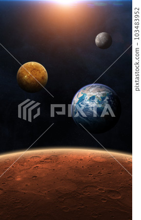 Mars, Earth, Venus, Mercury and Sun. Mars, Earth, Venus, Mercury and Sun. 103483952