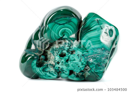 Macro Malachite mineral stone on white background Macro Malachite mineral stone on white background 103484500