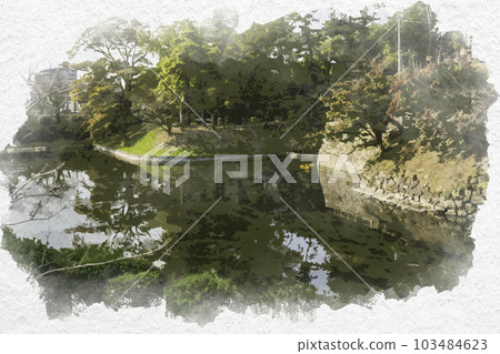 Watercolor-style Okazaki Castle Ryujo Moat Okazaki City, Aichi Prefecture Watercolor-style Okazaki Castle Ryujo Moat Okazaki City, Aichi Prefecture 103484623