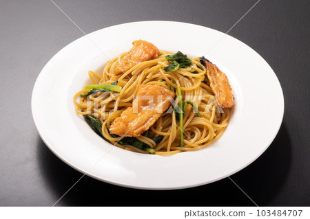Salmon Belly Butter Soy Sauce Pasta Salmon Belly Butter Soy Sauce Pasta 103484707