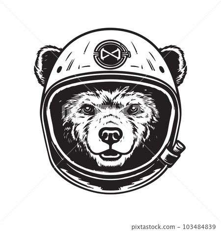 bear in a motorcycle helmet bear wearing motorcycle helmet, vintage logo... - Stock Illustration  [103484839]