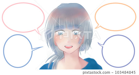 Illustration of a cute girl's face facing the front (4) Illustration of a cute girl's face facing the front (4) 103484845