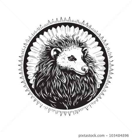 arcane porcupine, vintage logo line art concept black and white color, hand drawn illustration arcane porcupine, vintage logo line art concept black and white color, hand drawn illustration 103484896
