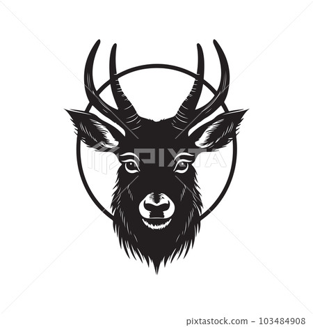 angry waterbuck, vintage logo line art concept black and white color, hand drawn illustration angry waterbuck, vintage logo line art concept black and white color, hand drawn illustration 103484908