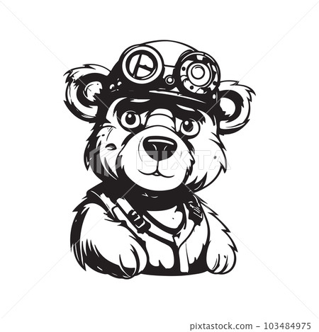 bear zepplin, vintage logo concept black and white color, hand drawn illustration 103484975