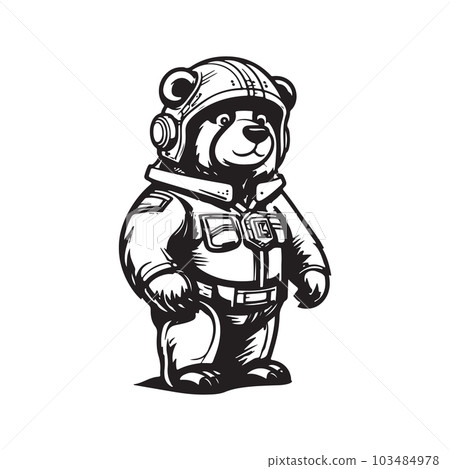 bear zepplin, vintage logo concept black and white color, hand drawn illustration 103484978