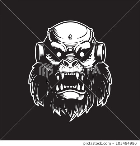 android lycanthrope, vintage logo concept black and white color, hand drawn illustration android lycanthrope, vintage logo concept black and white color, hand drawn illustration 103484980