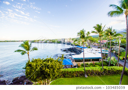 Resort beach in the Kailua-Kona district of Hawaii Island Resort beach in the Kailua-Kona district of Hawaii Island 103485039
