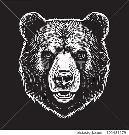 bear, vintage logo concept black and white color, hand drawn illustration bear, vintage logo concept black and white color, hand drawn illustration 103485279
