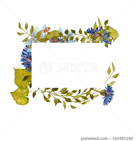 Frame foliage lianas flower leaves a watercolor Frame foliage lianas flower leaves a watercolor 103485280