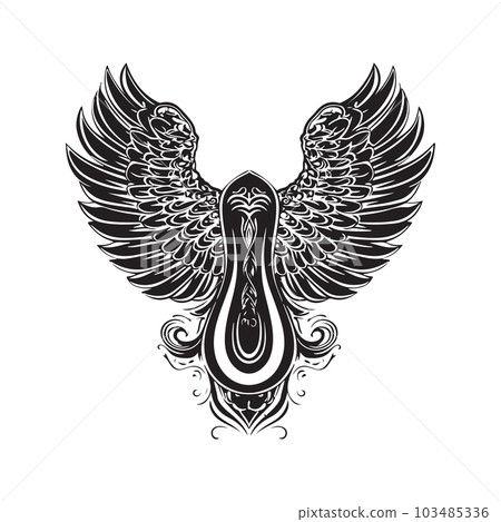 angelic wing, vintage logo concept black and white color, hand drawn illustration angelic wing, vintage logo concept black and white color, hand drawn illustration 103485336