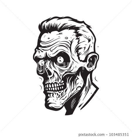 zombie, vintage logo concept black and white color, hand drawn illustration zombie, vintage logo concept black and white color, hand drawn illustration 103485351