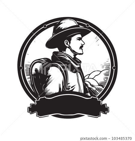 explorer, vintage logo concept black and white color, hand drawn illustration 103485370