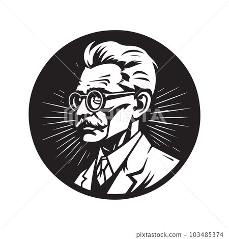 scientist, vintage logo concept black and white color, hand drawn illustration 103485374