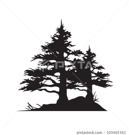 pine tree, vintage logo concept black and white color, hand drawn illustration pine tree, vintage logo concept black and white color, hand drawn illustration 103485381