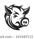 pig, logo concept black and white color, hand drawn illustration 103485515
