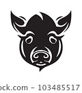pig, logo concept black and white color, hand drawn illustration 103485517
