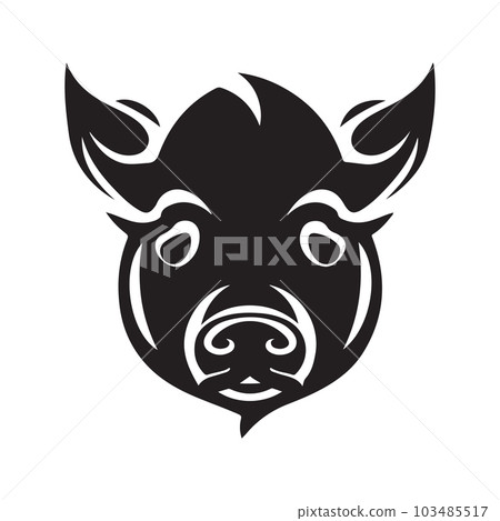 pig, logo concept black and white color, hand drawn illustration 103485517