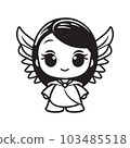 princess angel, logo concept black and white color, hand drawn illustration 103485518