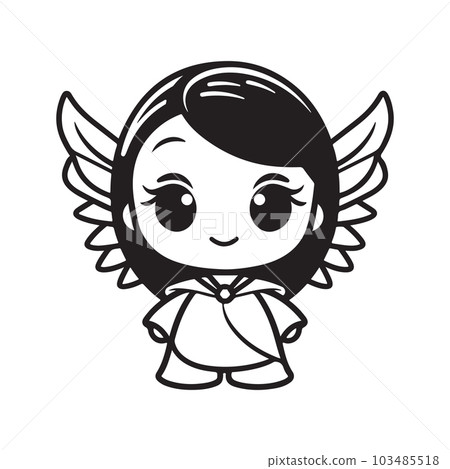 princess angel, logo concept black and white color, hand drawn illustration 103485518