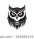 owl, logo concept black and white color, hand drawn illustration 103485519