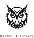 owl, logo concept black and white color, hand drawn illustration 103485525