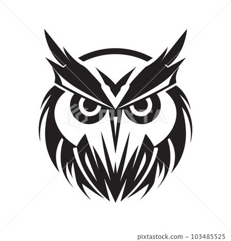owl, logo concept black and white color, hand drawn illustration owl, logo concept black and white color, hand drawn illustration 103485525