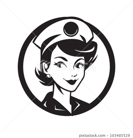 nurse, logo concept black and white color, hand drawn illustration nurse, logo concept black and white color, hand drawn illustration 103485529