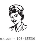 nurse, logo concept black and white color, hand drawn illustration 103485530