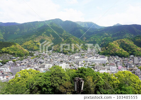 Fresh green city area seen from Uwajima Castle Fresh green city area seen from Uwajima Castle 103485555