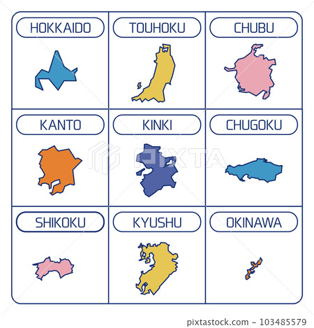 日本地區的彩色插圖 日本地區的彩色插圖 103485579
