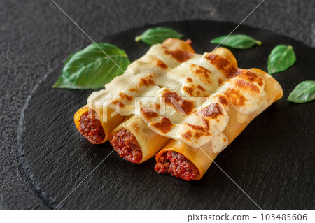 Bolognese Cannelloni with mozzarella 103485606