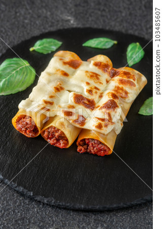 Bolognese Cannelloni with mozzarella 103485607